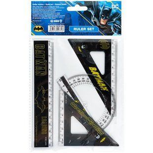 Набір лінійка 15 см 2 косинця транспортир Kite DC Batman DC25-282, 71099 8829 фото