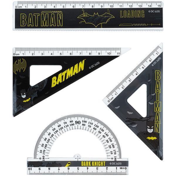 Набор линейка 15 см 2 угольника транспортир Kite DC Batman DC25-282, 71099 8829 фото