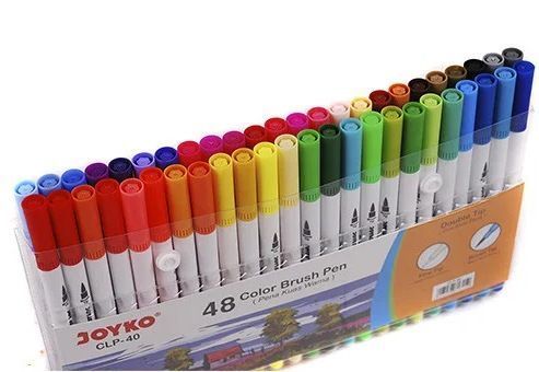 Маркеры двусторонние кисточка линер 48 цветов Joyko CLP-40, 713159 745 фото