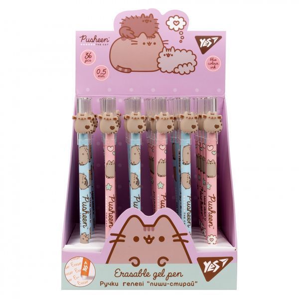 Ручка гелева пиши-стирай 0,5 мм синя YES Pusheen, 420398 7483 фото
