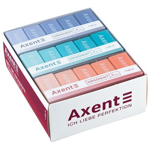 Набір гумок Gradient в пластиковому боксі 5 штук Axent 1199-A, 68958 9354 фото