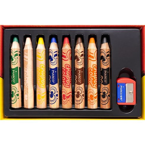 Олівці кольорові акварельні Marco Chubby color 8 кольорів з підстругачкою 1800-8CB, 913905 4396 фото