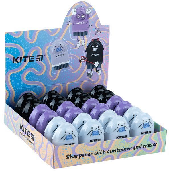 Точилка з контейнером та гумкою асорті Kite Faces K24-365, 67588 7696 фото