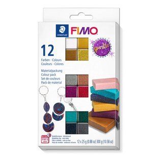 Набір полімерної глини Fimo Effect Sparkle Colours 12 кольорів по 25 грам Staedtler, 8013124 4976 фото