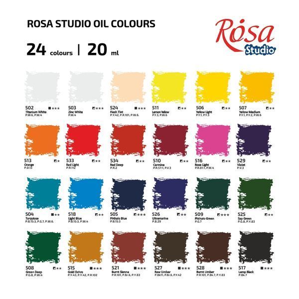 Набір олійних фарб 24 кольори по 20 мл Rosa Studio, 131015 9212 фото