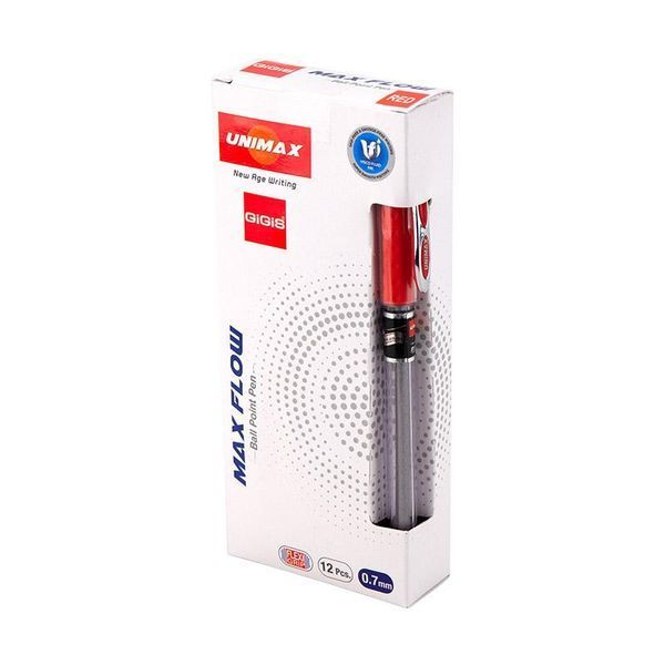 Ручка шариковая красная Maxflow 0,7 мм Unimax UX-177-06, 39743 9166 фото