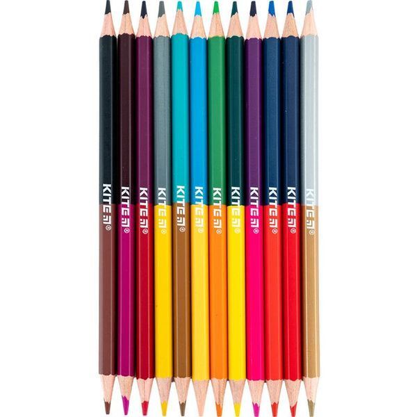 Карандаши цветные двусторонние 12 штук 24 цвета Kite Classic K-054, 67681 6802 фото
