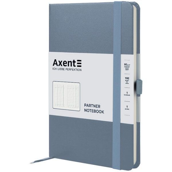 Книга записна А5 125х195 мм клітинка 96 аркушів сіра Partner Axent 8201-62-A, 68669 7926 фото