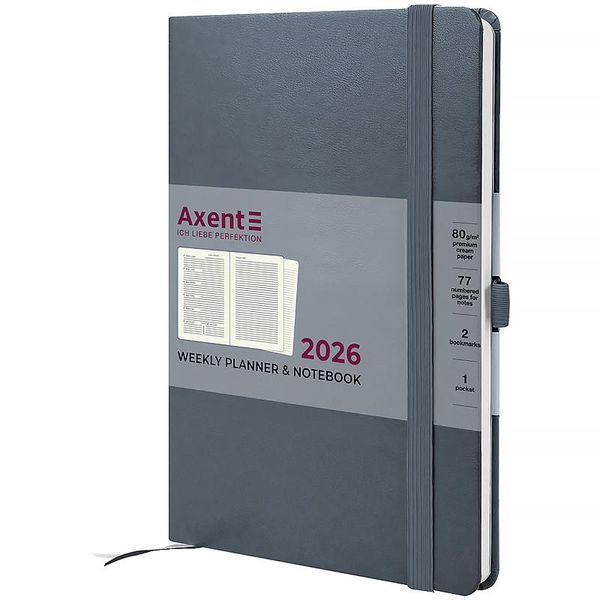 Щотижневик датований 2026 рік Axent Prime Strong 145х210 мм сірий 8507-26-62-A, 72714 8893 фото