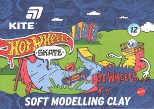Пластилін восковий 12 кольорів 240 грам Hot Wheels Kite HW25-1086-2, 71398 7708 фото
