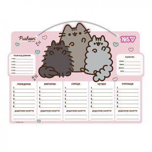 Расписание занятий 30х40 см ламинированный картон Pusheen Yes, 470533 8984 фото
