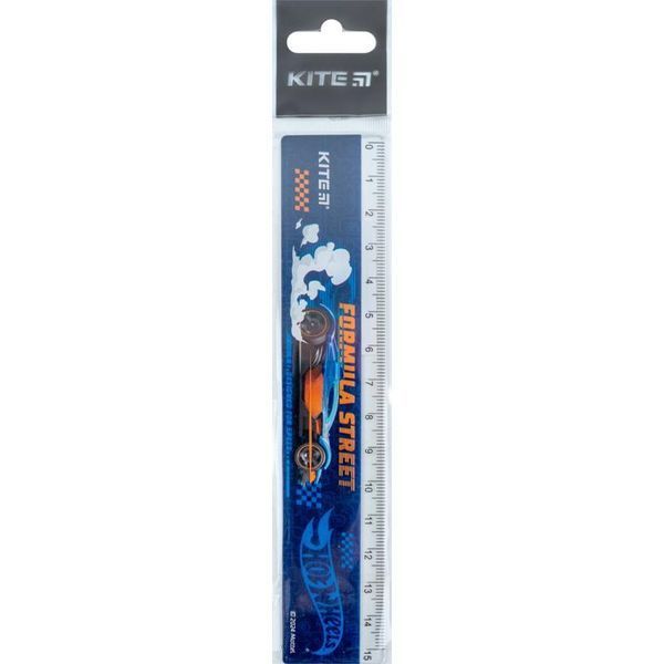 Лінійка пластикова 15 см Kite Hot Wheels HW24-090, 67424 6664 фото