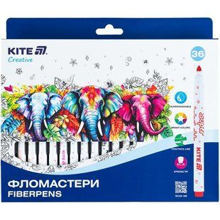 Фломастери 36 кольорів Kite Creative Superwashable K-1154, 68714 7717 фото