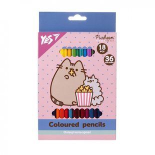 Олівці кольорові 18 олівців 36 кольорів Pusheen Yes, 290769 7939 фото