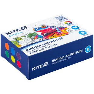 Краски акриловые 6 неоновых цветов по 20 мл. Kite Creative K-274, 69430 7805 фото