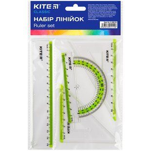 Набор линейка 15 см 2 угольника транспортир Kite Classic K-280-09, 67700 1242 фото
