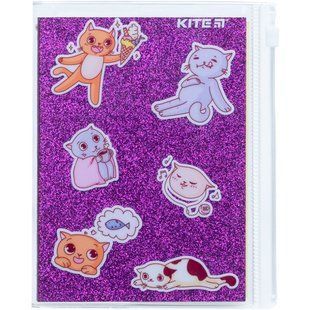 Блокнот А6+ 80 аркушів клітинка силіконова обкладинка Kite Purple cats K22-462-2, 62284 1570 фото