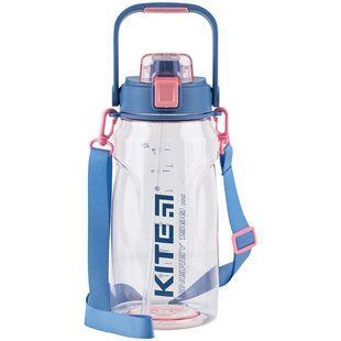 Пляшечка для води 1500 мл з трубочкою рожева Kite K24-1202-2, 68258 7074 фото
