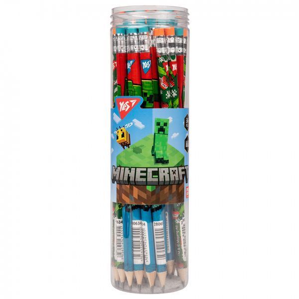 Олівець графітний круглий з гумкою YES Minecraft, 280634 6554 фото
