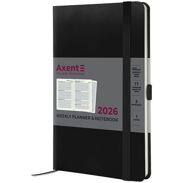 Еженедельник датирован 2026 год Axent Partner Strong 125х195 мм черный 8505-26-01-A, 72705 8922 фото